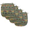 Ambesonne Christmas Chair Seating Cushion Set of 6, Pine Fir Cones Balls and Coniferous Tree Leaves Holly Berry Old Fashioned, Anti-Slip Seat Padding for Kitchen & Patio, 16″x16″, Red Green Grey(Reseda Green and Marigold)