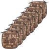 Ambesonne Christmas Chair Seating Cushion Set of 6, Pine Fir Cones Balls and Coniferous Tree Leaves Holly Berry Old Fashioned, Anti-Slip Seat Padding for Kitchen & Patio, 16″x16″, Red Green Grey(Brown Beige)