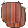 Ambesonne Christmas Chair Seating Cushion Set of 6, Pine Fir Cones Balls and Coniferous Tree Leaves Holly Berry Old Fashioned, Anti-Slip Seat Padding for Kitchen & Patio, 16″x16″, Red Green Grey(Red Brown Yellow)