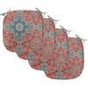 Ambesonne Christmas Chair Seating Cushion Set of 6, Pine Fir Cones Balls and Coniferous Tree Leaves Holly Berry Old Fashioned, Anti-Slip Seat Padding for Kitchen & Patio, 16″x16″, Red Green Grey(Dark Coral Slate Blue)