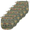 Ambesonne Christmas Chair Seating Cushion Set of 6, Pine Fir Cones Balls and Coniferous Tree Leaves Holly Berry Old Fashioned, Anti-Slip Seat Padding for Kitchen & Patio, 16″x16″, Red Green Grey(Reseda Green and Marigold)