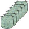 Ambesonne Christmas Chair Seating Cushion Set of 6, Pine Fir Cones Balls and Coniferous Tree Leaves Holly Berry Old Fashioned, Anti-Slip Seat Padding for Kitchen & Patio, 16″x16″, Red Green Grey(Turquoise Teal Marigold)