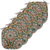 Ambesonne Christmas Chair Seating Cushion Set of 6, Pine Fir Cones Balls and Coniferous Tree Leaves Holly Berry Old Fashioned, Anti-Slip Seat Padding for Kitchen & Patio, 16″x16″, Red Green Grey(Seafoam Marigold Red)