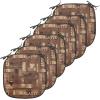 Ambesonne Christmas Chair Seating Cushion Set of 6, Pine Fir Cones Balls and Coniferous Tree Leaves Holly Berry Old Fashioned, Anti-Slip Seat Padding for Kitchen & Patio, 16″x16″, Red Green Grey(Brown Beige)