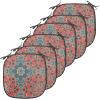 Ambesonne Christmas Chair Seating Cushion Set of 6, Pine Fir Cones Balls and Coniferous Tree Leaves Holly Berry Old Fashioned, Anti-Slip Seat Padding for Kitchen & Patio, 16″x16″, Red Green Grey(Dark Coral Slate Blue)