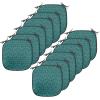 Ambesonne Christmas Chair Seating Cushion Set of 6, Pine Fir Cones Balls and Coniferous Tree Leaves Holly Berry Old Fashioned, Anti-Slip Seat Padding for Kitchen & Patio, 16″x16″, Red Green Grey(Teal Turquoise)