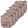 Ambesonne Christmas Chair Seating Cushion Set of 6, Pine Fir Cones Balls and Coniferous Tree Leaves Holly Berry Old Fashioned, Anti-Slip Seat Padding for Kitchen & Patio, 16″x16″, Red Green Grey(Tan Pink Dark Green)