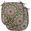 Ambesonne Christmas Chair Seating Cushion Set of 6, Pine Fir Cones Balls and Coniferous Tree Leaves Holly Berry Old Fashioned, Anti-Slip Seat Padding for Kitchen & Patio, 16″x16″, Red Green Grey(Brown Green and Yellow)