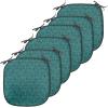 Ambesonne Christmas Chair Seating Cushion Set of 6, Pine Fir Cones Balls and Coniferous Tree Leaves Holly Berry Old Fashioned, Anti-Slip Seat Padding for Kitchen & Patio, 16″x16″, Red Green Grey(Teal Turquoise)