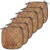 Ambesonne Christmas Chair Seating Cushion Set of 6, Pine Fir Cones Balls and Coniferous Tree Leaves Holly Berry Old Fashioned, Anti-Slip Seat Padding for Kitchen & Patio, 16″x16″, Red Green Grey(Orange Yellow Brown)