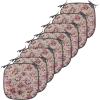 Ambesonne Christmas Chair Seating Cushion Set of 6, Pine Fir Cones Balls and Coniferous Tree Leaves Holly Berry Old Fashioned, Anti-Slip Seat Padding for Kitchen & Patio, 16″x16″, Red Green Grey(Tan Pink Dark Green)