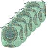 Ambesonne Christmas Chair Seating Cushion Set of 6, Pine Fir Cones Balls and Coniferous Tree Leaves Holly Berry Old Fashioned, Anti-Slip Seat Padding for Kitchen & Patio, 16″x16″, Red Green Grey(Pale Yellow Turquoise)