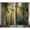 Ambesonne Christmas Curtains, Classical Christmas Ornaments and Baubles Coniferous Pine Tree Twig Tinsel Print, Living Room Bedroom Window Drapes 2 Panel Set, 108″ X 90″, Vermilion Green(Green Beige)