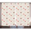 Ambesonne Christmas Curtains, Classical Christmas Ornaments and Baubles Coniferous Pine Tree Twig Tinsel Print, Living Room Bedroom Window Drapes 2 Panel Set, 108″ X 90″, Vermilion Green(White Salmon)