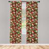 Ambesonne Christmas Curtains, Tree Branches Spruce Leaves Balls Bells Cones Poinsettia Flowers Mistletoe Berry, Window Treatments 2 Panel Set for Living Room Bedroom, Pair of – 28″ x 63″, Ruby Green(Ruby Green)