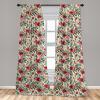 Ambesonne Christmas Curtains, Tree Branches Spruce Leaves Balls Bells Cones Poinsettia Flowers Mistletoe Berry, Window Treatments 2 Panel Set for Living Room Bedroom, Pair of – 28″ x 63″, Ruby Green(Forest Green and Vermilion)