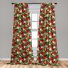 Ambesonne Christmas Curtains, Tree Branches Spruce Leaves Balls Bells Cones Poinsettia Flowers Mistletoe Berry, Window Treatments 2 Panel Set for Living Room Bedroom, Pair of – 28″ x 63″, Ruby Green(Ruby Green)