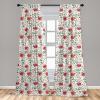 Ambesonne Christmas Curtains, Tree Branches Spruce Leaves Balls Bells Cones Poinsettia Flowers Mistletoe Berry, Window Treatments 2 Panel Set for Living Room Bedroom, Pair of – 28″ x 63″, Ruby Green(Vermilion Green Magenta)