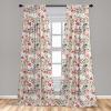 Ambesonne Christmas Curtains, Tree Branches Spruce Leaves Balls Bells Cones Poinsettia Flowers Mistletoe Berry, Window Treatments 2 Panel Set for Living Room Bedroom, Pair of – 28″ x 63″, Ruby Green(Pink White)