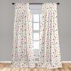 Ambesonne Christmas Curtains, Tree Branches Spruce Leaves Balls Bells Cones Poinsettia Flowers Mistletoe Berry, Window Treatments 2 Panel Set for Living Room Bedroom, Pair of – 28″ x 63″, Ruby Green(Blush Cream)