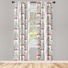 Ambesonne Christmas Curtains, Tree Branches Spruce Leaves Balls Bells Cones Poinsettia Flowers Mistletoe Berry, Window Treatments 2 Panel Set for Living Room Bedroom, Pair of – 28″ x 63″, Ruby Green(Pale Grey Hot Pink and Green)