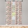 Ambesonne Christmas Curtains, Tree Branches Spruce Leaves Balls Bells Cones Poinsettia Flowers Mistletoe Berry, Window Treatments 2 Panel Set for Living Room Bedroom, Pair of – 28″ x 63″, Ruby Green(Pink White)