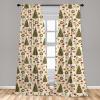 Ambesonne Christmas Curtains, Tree Branches Spruce Leaves Balls Bells Cones Poinsettia Flowers Mistletoe Berry, Window Treatments 2 Panel Set for Living Room Bedroom, Pair of – 28″ x 63″, Ruby Green(Olive Green Yellow)
