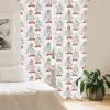 Ambesonne Christmas Curtains, Tree Branches Spruce Leaves Balls Bells Cones Poinsettia Flowers Mistletoe Berry, Window Treatments 2 Panel Set for Living Room Bedroom, Pair of – 28″ x 63″, Ruby Green(Pale Grey Hot Pink and Green)