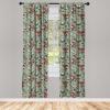 Ambesonne Christmas Curtains, Tree Branches Spruce Leaves Balls Bells Cones Poinsettia Flowers Mistletoe Berry, Window Treatments 2 Panel Set for Living Room Bedroom, Pair of – 28″ x 63″, Ruby Green(Laurel Green Coral Grey)