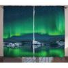 Ambesonne Christmas Curtains, Wooden Rustic Log Cottage Scenery in The Winter Season Warm Moonlight, Living Room Bedroom Window Drapes 2 Panel Set, 108 X 84, White Navy(Night Blue Lime Green)