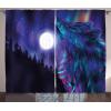 Ambesonne Christmas Curtains, Wooden Rustic Log Cottage Scenery in The Winter Season Warm Moonlight, Living Room Bedroom Window Drapes 2 Panel Set, 108 X 84, White Navy(Indigo Aqua Magenta)