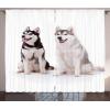 Ambesonne Christmas Curtains, Wooden Rustic Log Cottage Scenery in The Winter Season Warm Moonlight, Living Room Bedroom Window Drapes 2 Panel Set, 108 X 84, White Navy(Black Cream White)