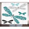 Ambesonne Christmas Curtains, Wooden Rustic Log Cottage Scenery in The Winter Season Warm Moonlight, Living Room Bedroom Window Drapes 2 Panel Set, 108 X 84, White Navy(Turquoise Black)