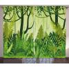 Ambesonne Christmas Curtains, Wooden Rustic Log Cottage Scenery in The Winter Season Warm Moonlight, Living Room Bedroom Window Drapes 2 Panel Set, 108 X 84, White Navy(Forest Green)