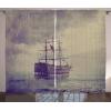 Ambesonne Christmas Curtains, Wooden Rustic Log Cottage Scenery in The Winter Season Warm Moonlight, Living Room Bedroom Window Drapes 2 Panel Set, 108 X 84, White Navy(Tan Plum)