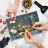 Ambesonne Christmas Cutting Board, Candle Winter Holiday Themed Arrangement with Snow and Fir Tree Leaves Print, Decorative Tempered Glass Cutting and Serving Board, Small Size, Khaki and Grey(Khaki and Grey)