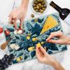 Ambesonne Christmas Cutting Board, Candle Winter Holiday Themed Arrangement with Snow and Fir Tree Leaves Print, Decorative Tempered Glass Cutting and Serving Board, Small Size, Khaki and Grey(Night Blue and Dark Sky Blue)