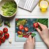 Ambesonne Christmas Cutting Board, Words Print with Original Celebration Objects with Presents and Candies Image, Decorative Tempered Glass Cutting and Serving Board, Small Size, Grey Yellow(Grey Yellow)