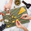 Ambesonne Christmas Cutting Board, Words Print with Original Celebration Objects with Presents and Candies Image, Decorative Tempered Glass Cutting and Serving Board, Small Size, Grey Yellow(Dark Sand Brown Pale Camel)