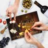 Ambesonne Christmas Cutting Board, Words Print with Original Celebration Objects with Presents and Candies Image, Decorative Tempered Glass Cutting and Serving Board, Small Size, Grey Yellow(Orange)
