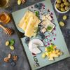 Ambesonne Christmas Cutting Board, Words Print with Original Celebration Objects with Presents and Candies Image, Decorative Tempered Glass Cutting and Serving Board, Small Size, Grey Yellow(Brown Red Pink)