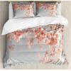 Ambesonne Christmas Duvet Cover Set, Floral Winter Red Bird Hat and Scarf on Blooming Tree Nature Inspired, Decorative 3 Piece Bedding Set with 2 Pillow Shams, Queen Size, Burgundy Green(Burgundy Teal)