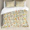 Ambesonne Christmas Duvet Cover Set, Floral Winter Red Bird Hat and Scarf on Blooming Tree Nature Inspired, Decorative 3 Piece Bedding Set with 2 Pillow Shams, Queen Size, Burgundy Green(Mustard Orange Sage Green)