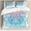 Ambesonne Christmas Duvet Cover Set, Floral Winter Red Bird Hat and Scarf on Blooming Tree Nature Inspired, Decorative 3 Piece Bedding Set with 2 Pillow Shams, Queen Size, Burgundy Green(Lilac Blue)