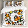 Ambesonne Christmas Duvet Cover Set, Floral Winter Red Bird Hat and Scarf on Blooming Tree Nature Inspired, Decorative 3 Piece Bedding Set with 2 Pillow Shams, Queen Size, Burgundy Green(Black Orange)