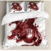 Ambesonne Christmas Duvet Cover Set, Floral Winter Red Bird Hat and Scarf on Blooming Tree Nature Inspired, Decorative 3 Piece Bedding Set with 2 Pillow Shams, Queen Size, Burgundy Green(Pale Pink and Burgundy)
