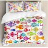 Ambesonne Christmas Duvet Cover Set, Floral Winter Red Bird Hat and Scarf on Blooming Tree Nature Inspired, Decorative 3 Piece Bedding Set with 2 Pillow Shams, Queen Size, Burgundy Green(Cream Red)