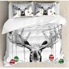 Ambesonne Christmas Duvet Cover Set, Floral Winter Red Bird Hat and Scarf on Blooming Tree Nature Inspired, Decorative 3 Piece Bedding Set with 2 Pillow Shams, Queen Size, Burgundy Green(Charcoal and White)