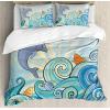 Ambesonne Christmas Duvet Cover Set, Floral Winter Red Bird Hat and Scarf on Blooming Tree Nature Inspired, Decorative 3 Piece Bedding Set with 2 Pillow Shams, Queen Size, Burgundy Green(Pastel Blue)