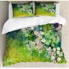 Ambesonne Christmas Duvet Cover Set, Floral Winter Red Bird Hat and Scarf on Blooming Tree Nature Inspired, Decorative 3 Piece Bedding Set with 2 Pillow Shams, Queen Size, Burgundy Green(Pale Pink Green)